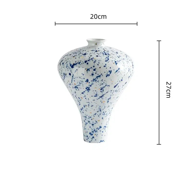 White Blue Ceramic Vase