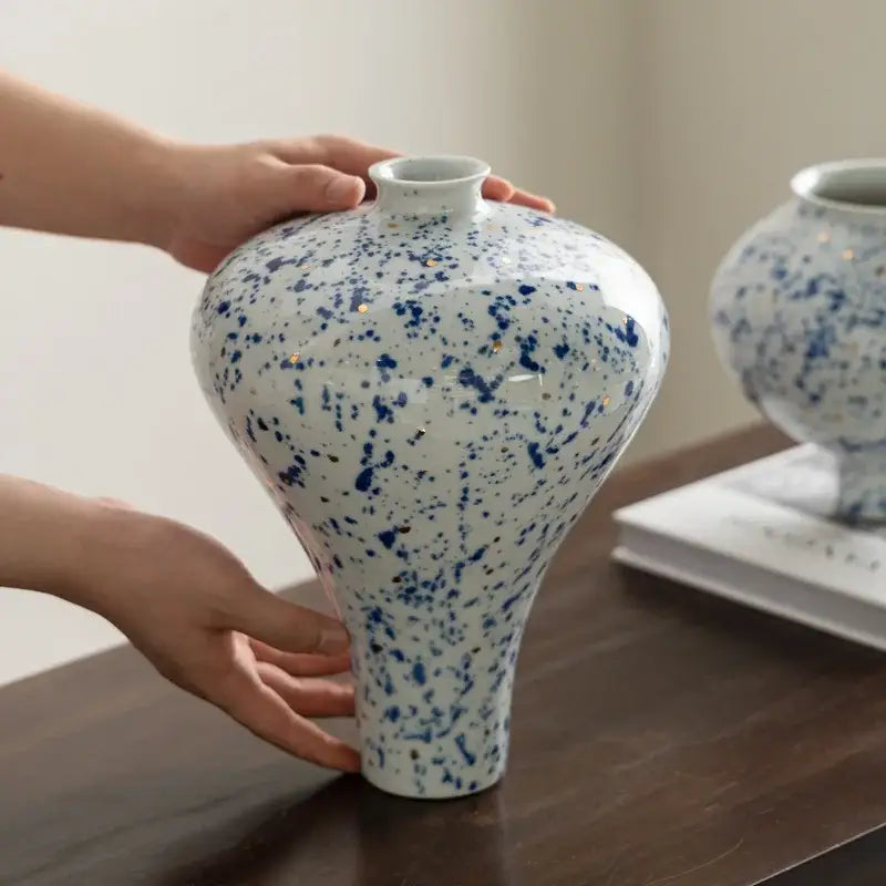 White Blue Ceramic Vase