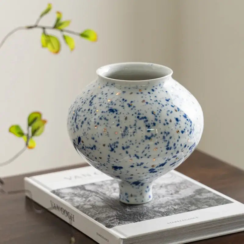 White Blue Ceramic Vase