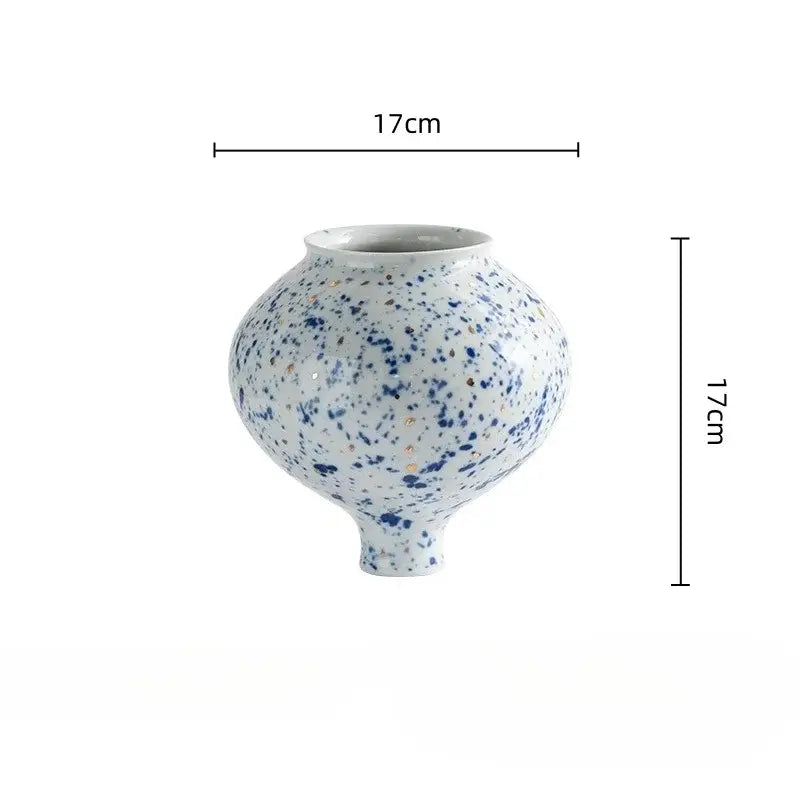 White Blue Ceramic Vase