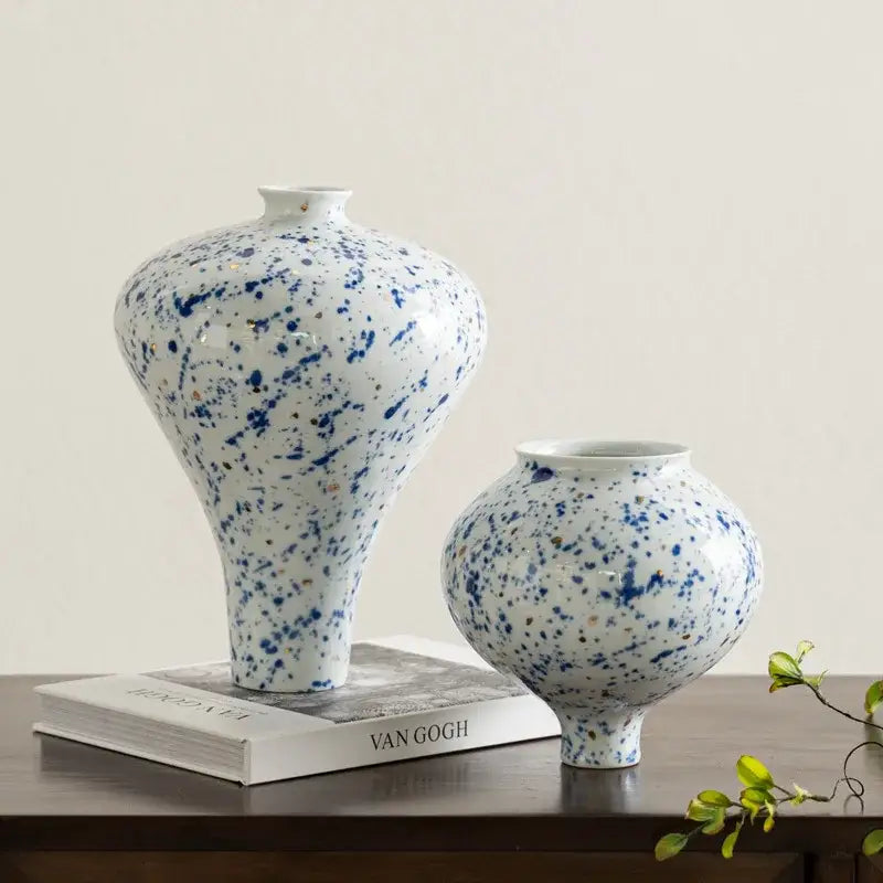 White Blue Ceramic Vase