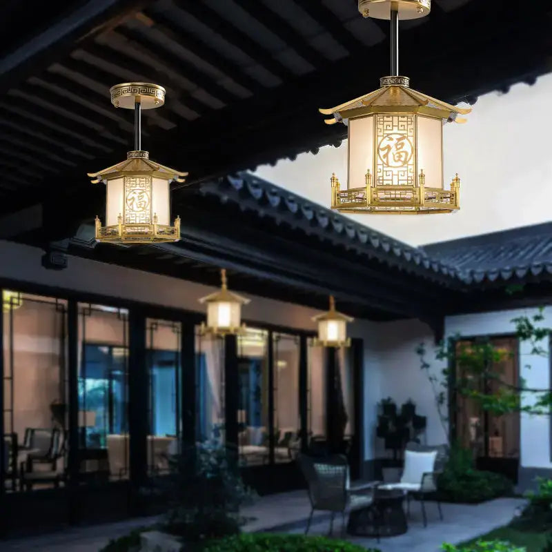 Golden Lantern Pendant Light