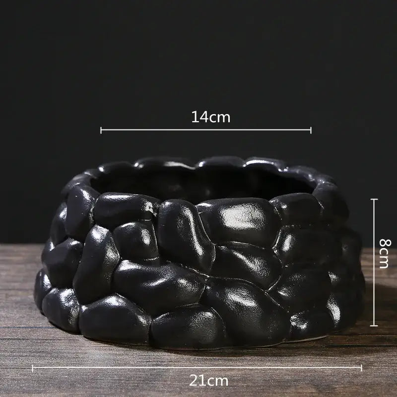 Black Ceramic Flowerpot Vase