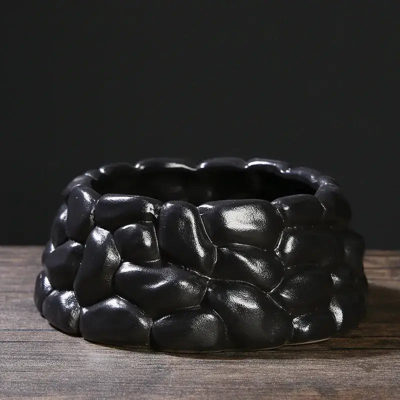 Black Ceramic Flowerpot Vase