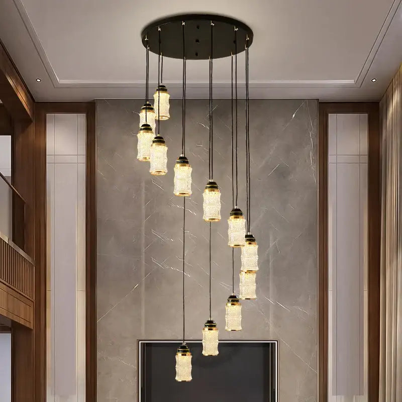 Black Spiral Glass Chandelier