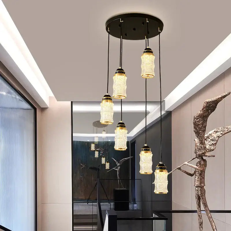 Black Spiral Glass Chandelier