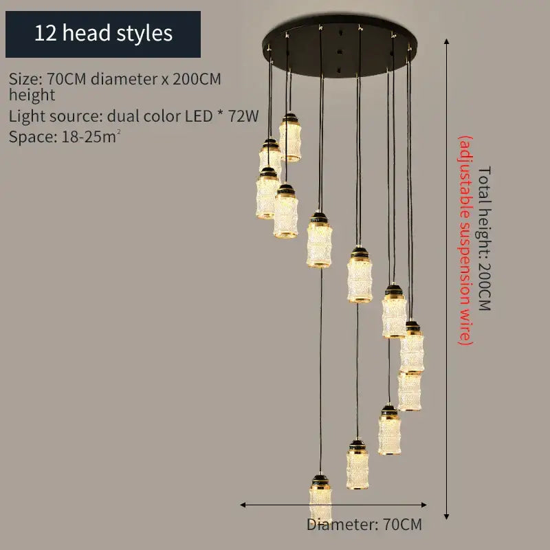 Black Spiral Glass Chandelier