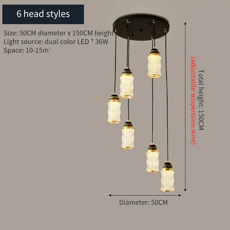 Black Spiral Glass Chandelier