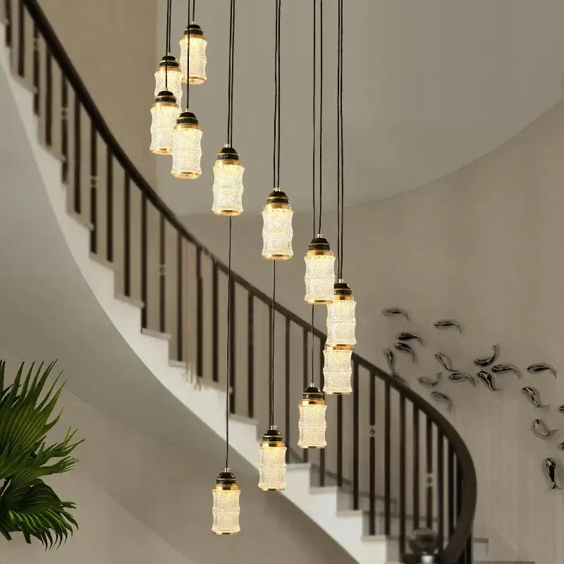 Black Spiral Glass Chandelier