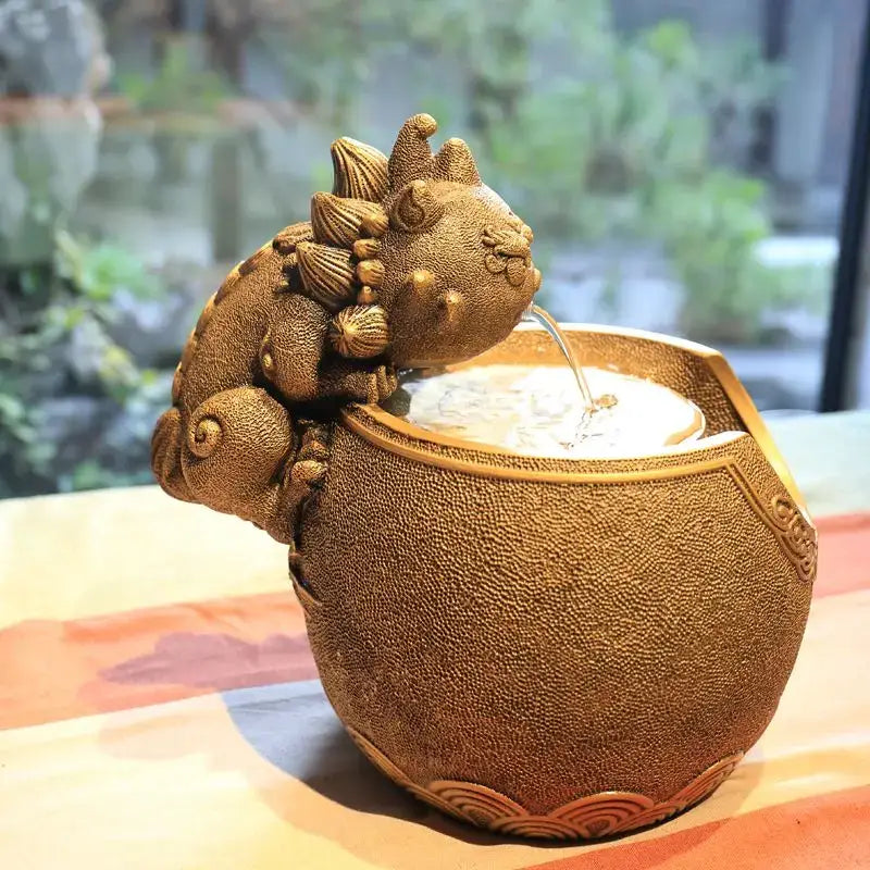 Gold Resin Wealth Fountain