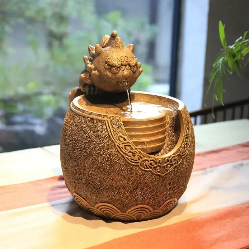 Gold Resin Wealth Fountain