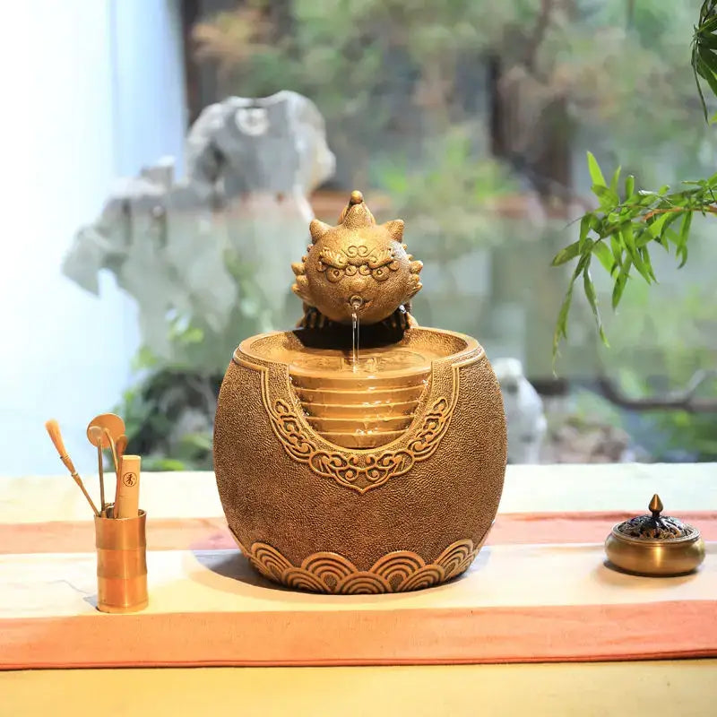 Gold Resin Wealth Fountain