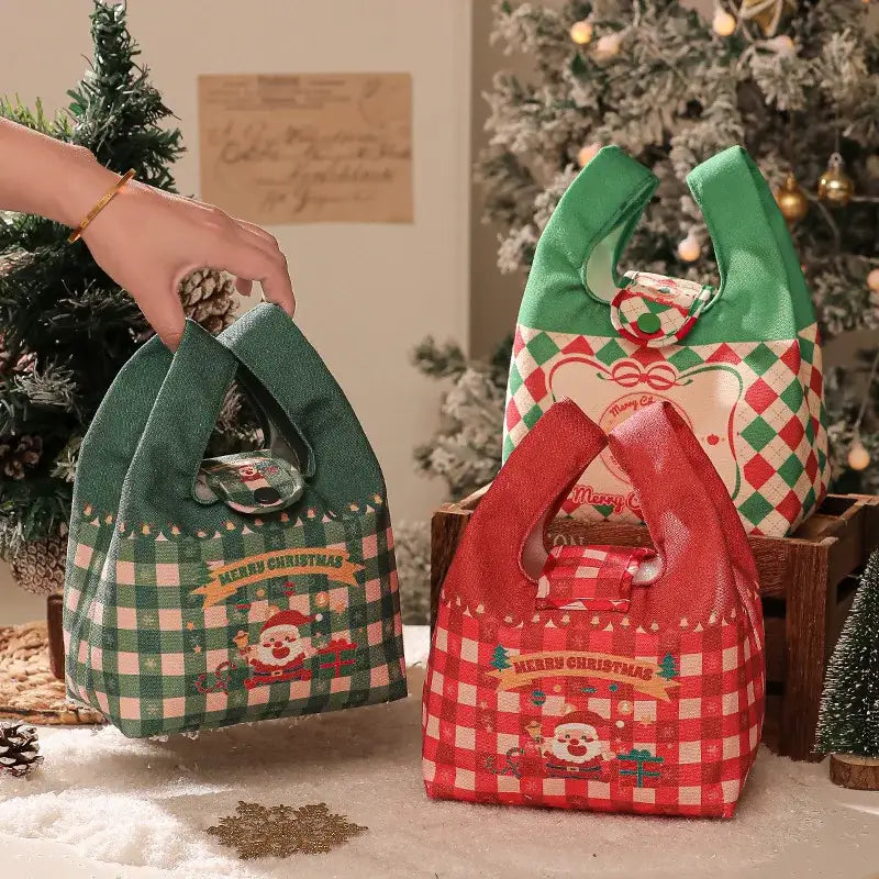Red Checkered Santa Gift Bag