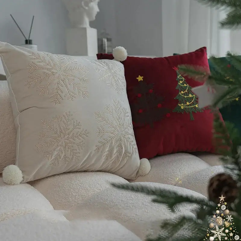 Red Christmas Cartoon Pillow