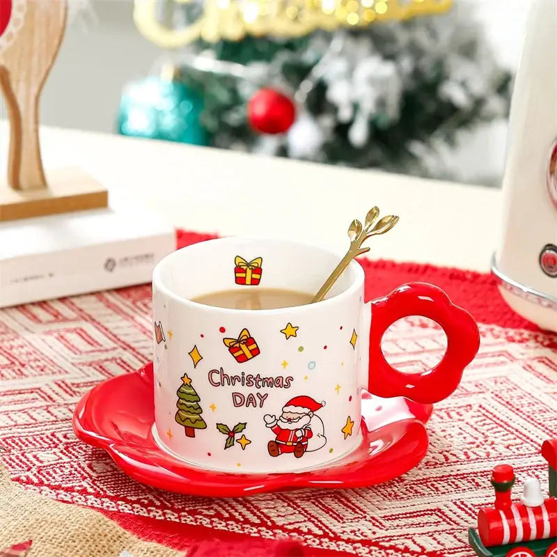 Red Ceramic Santa Tea Set