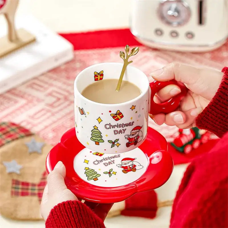 Red Ceramic Santa Tea Set