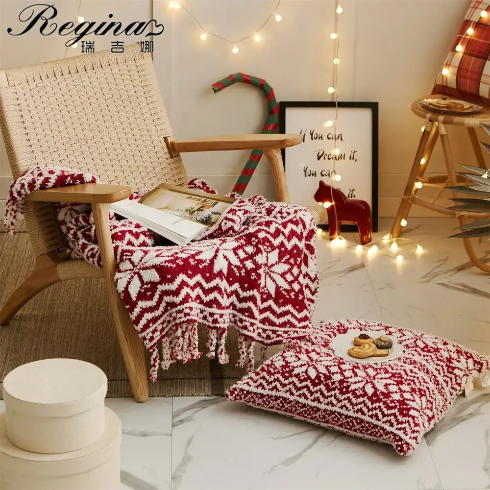 Red Chunky Knit Christmas Blanket