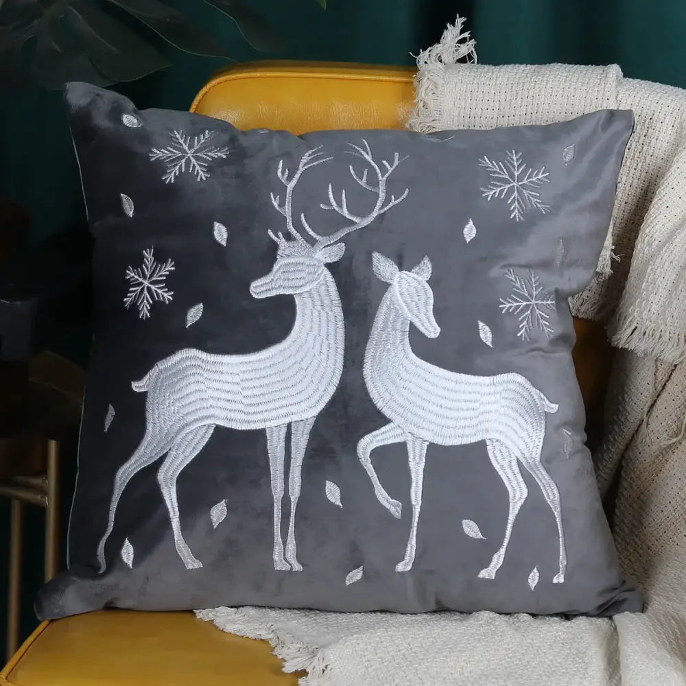 Red Christmas Elk Pillow Cover