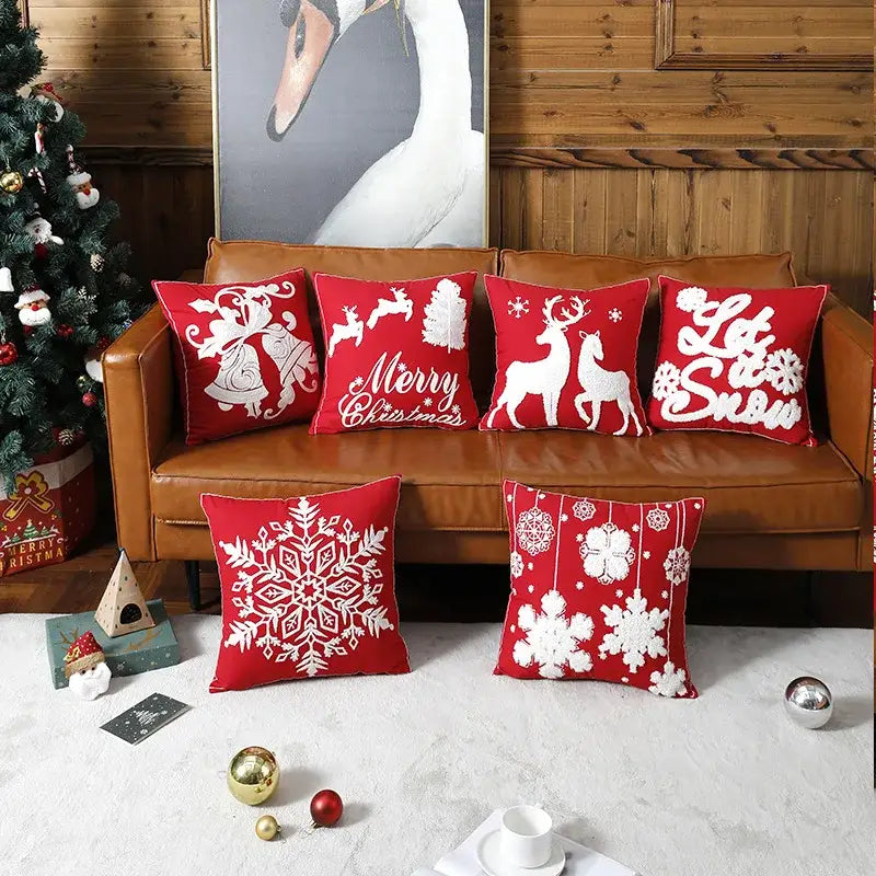 Red Embroidered Pillow Covers