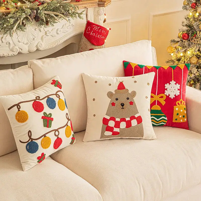 Red Geometric Holiday Pillow