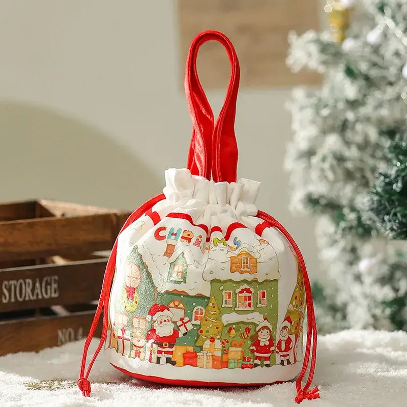 Green Santa Drawstring Bag