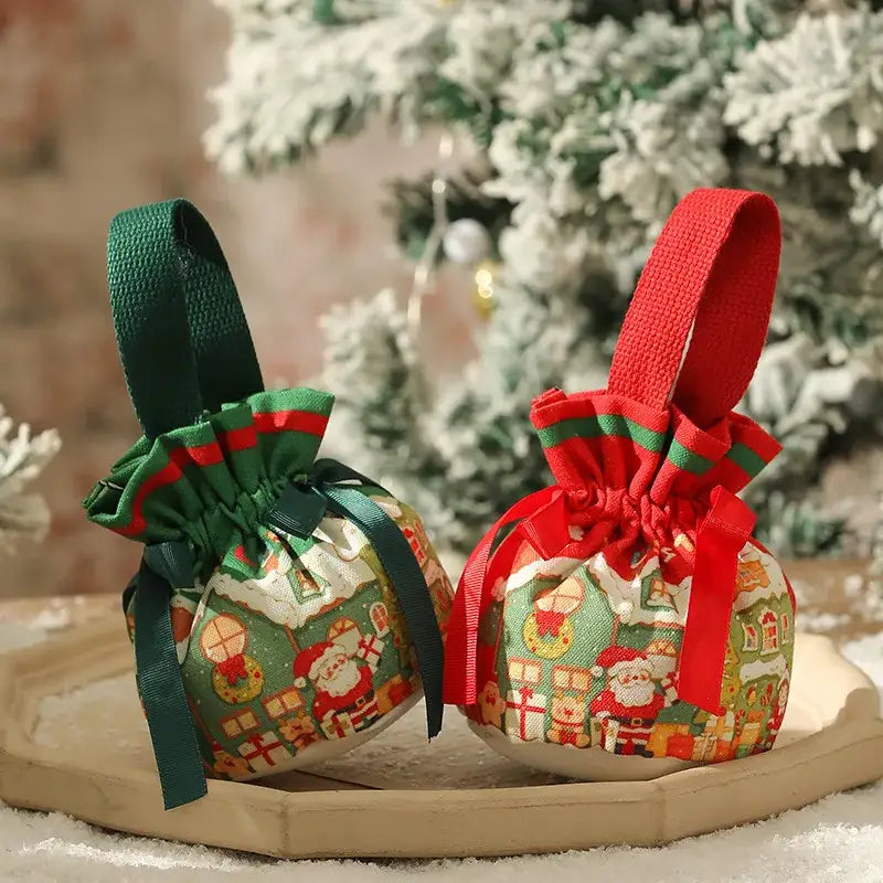 Green Santa Drawstring Bag