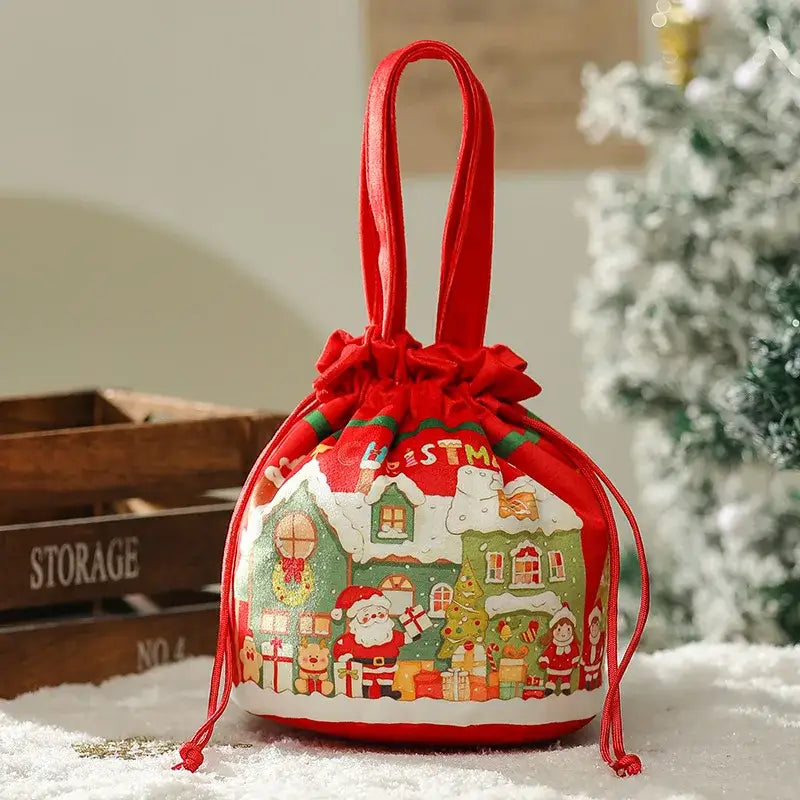 Green Santa Drawstring Bag