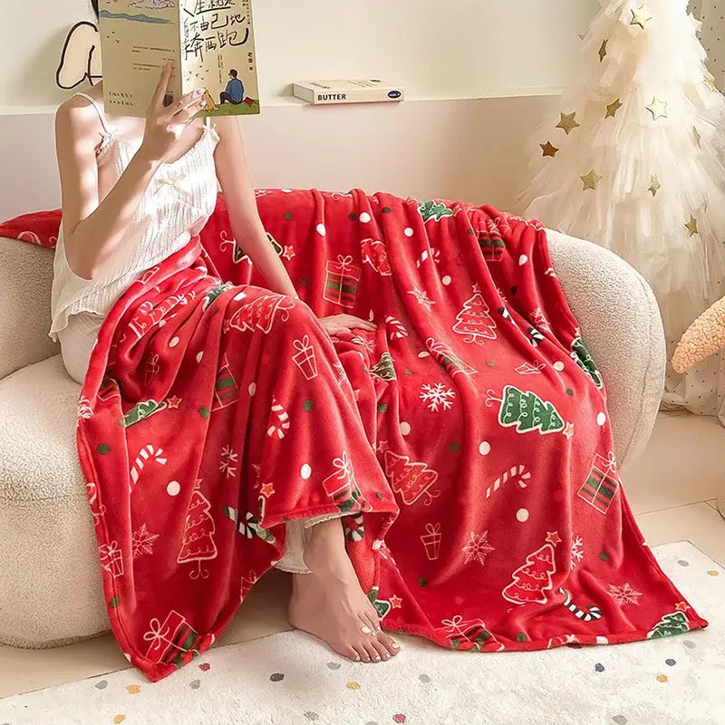 Red Flannel Throw Blanket