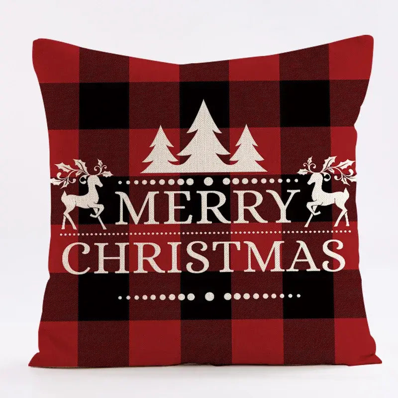 Plaid Christmas Linen Cushion