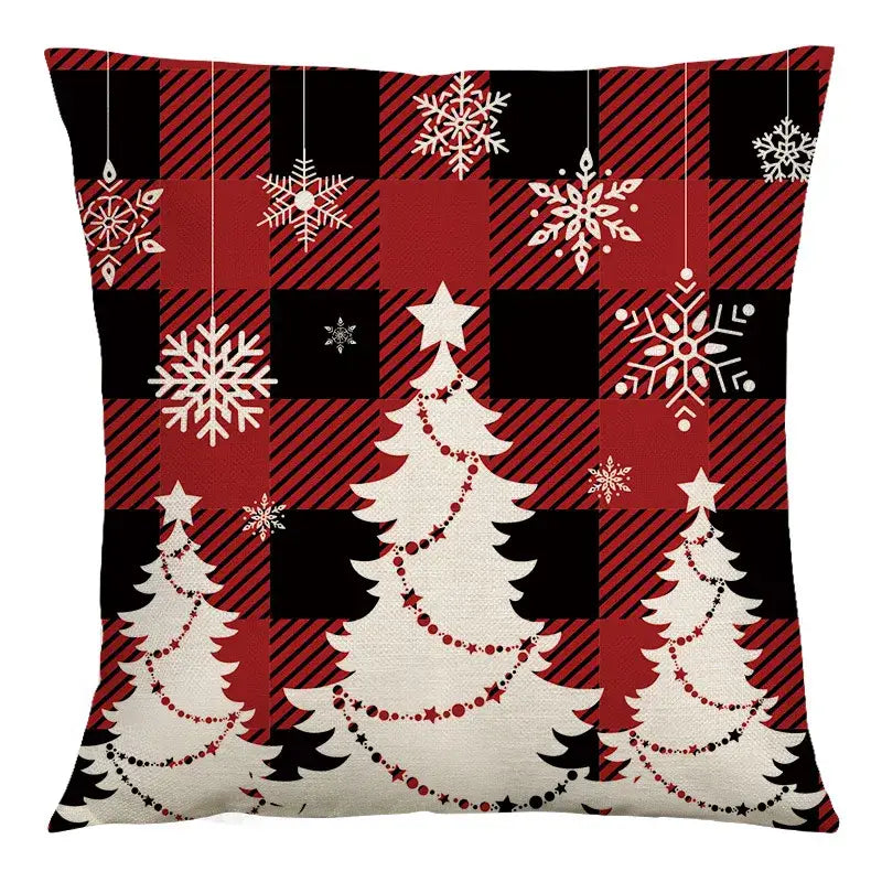 Plaid Christmas Linen Cushion
