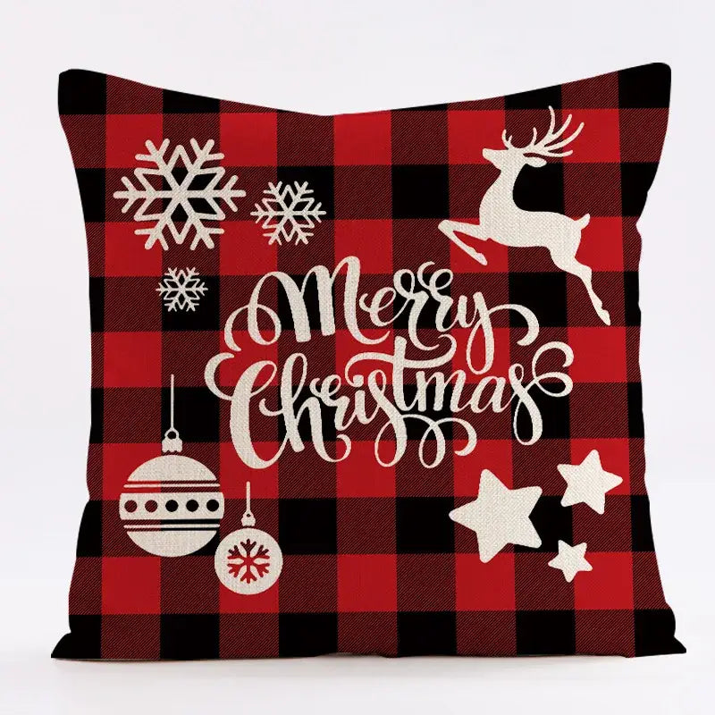Plaid Christmas Linen Cushion