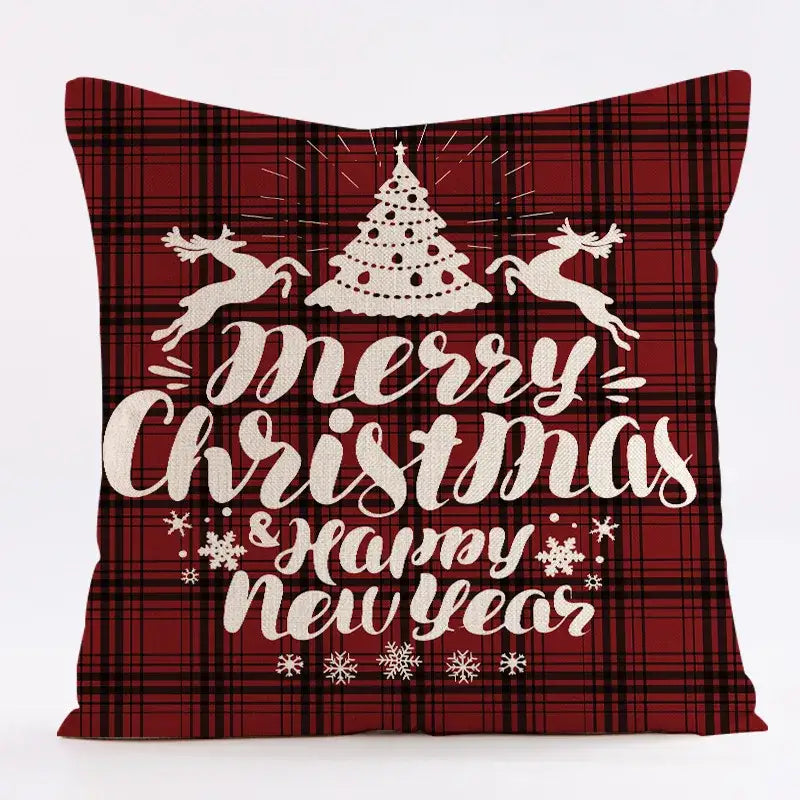 Plaid Christmas Linen Cushion
