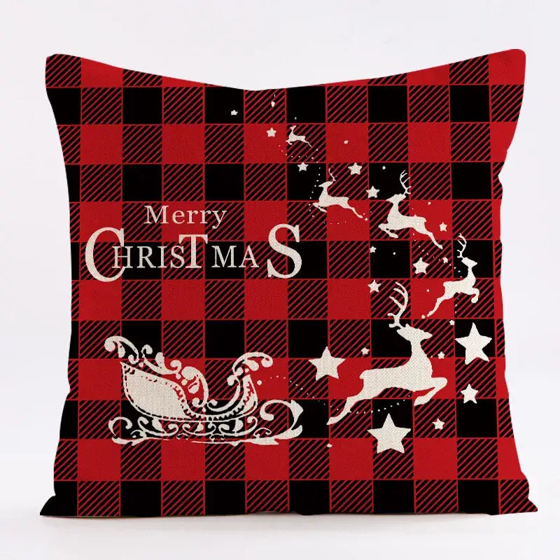 Plaid Christmas Linen Cushion