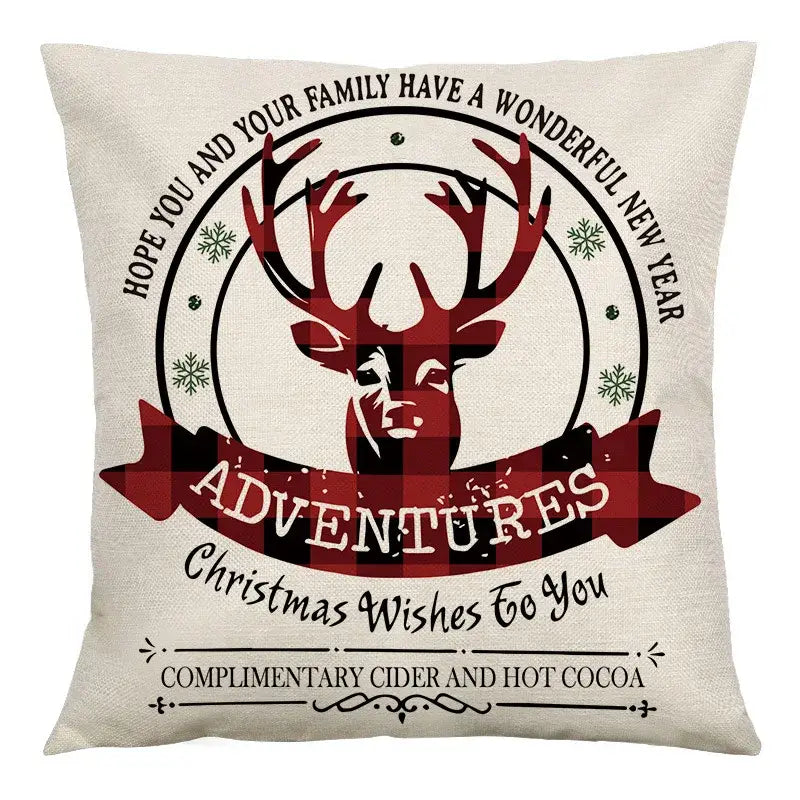 Plaid Christmas Linen Cushion