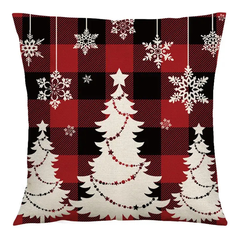 Plaid Christmas Linen Cushion