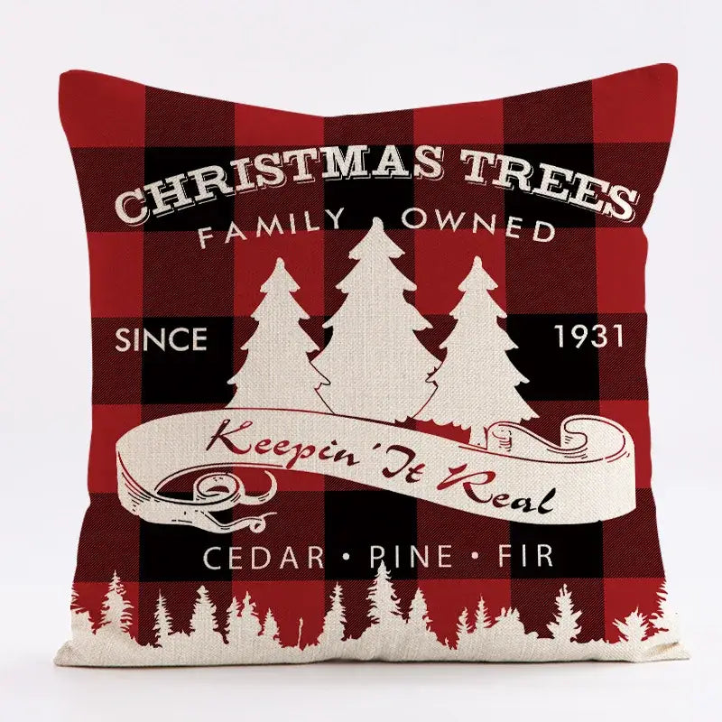 Plaid Christmas Linen Cushion