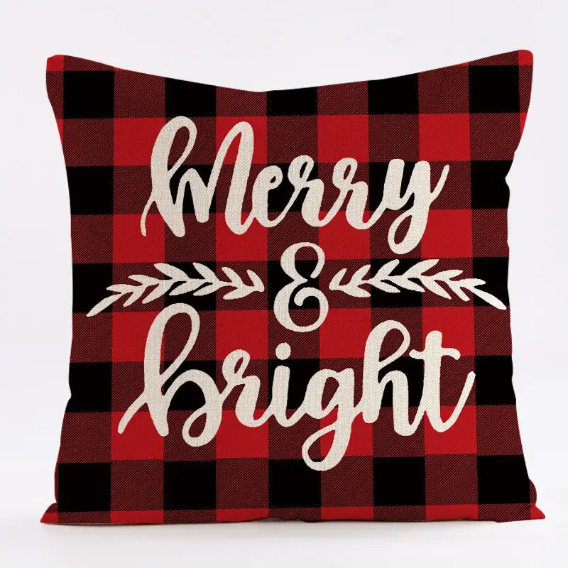 Plaid Christmas Linen Cushion
