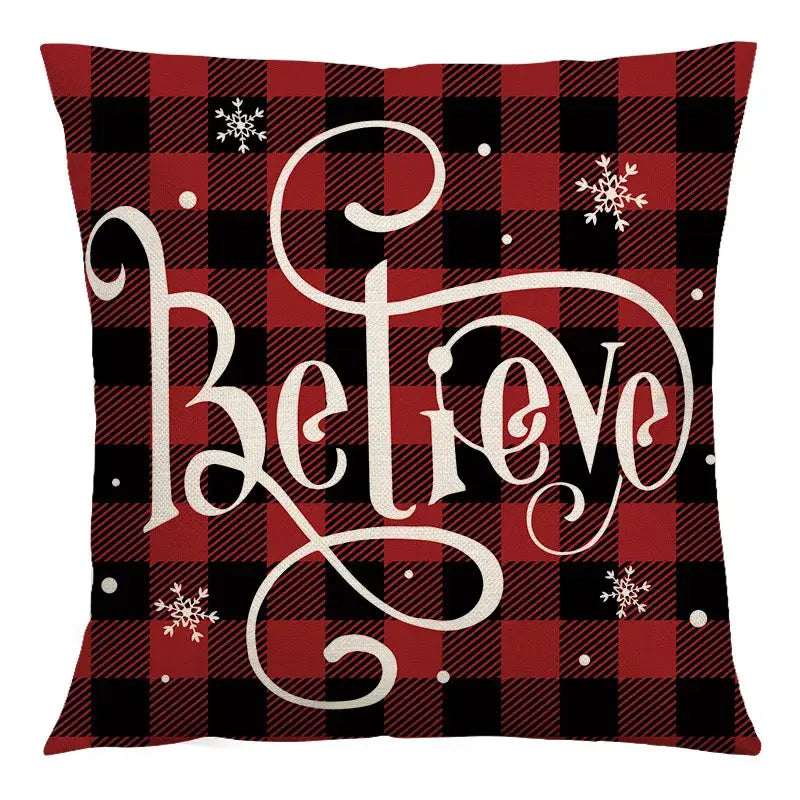 Plaid Christmas Linen Cushion
