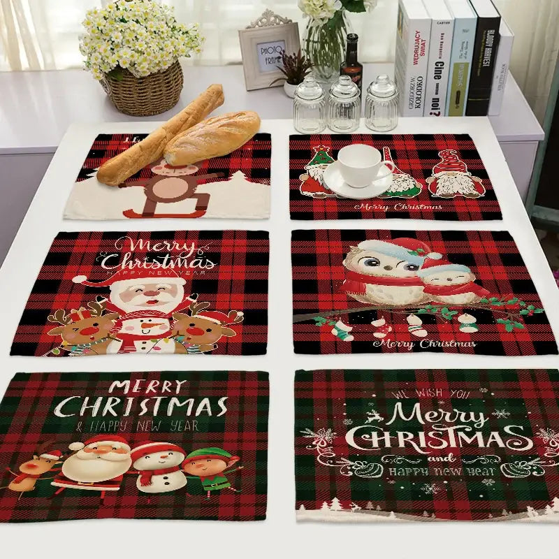 Plaid Linen Table Mats