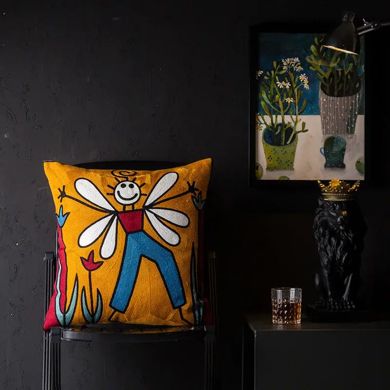 Abstract Cat Cushion Cover