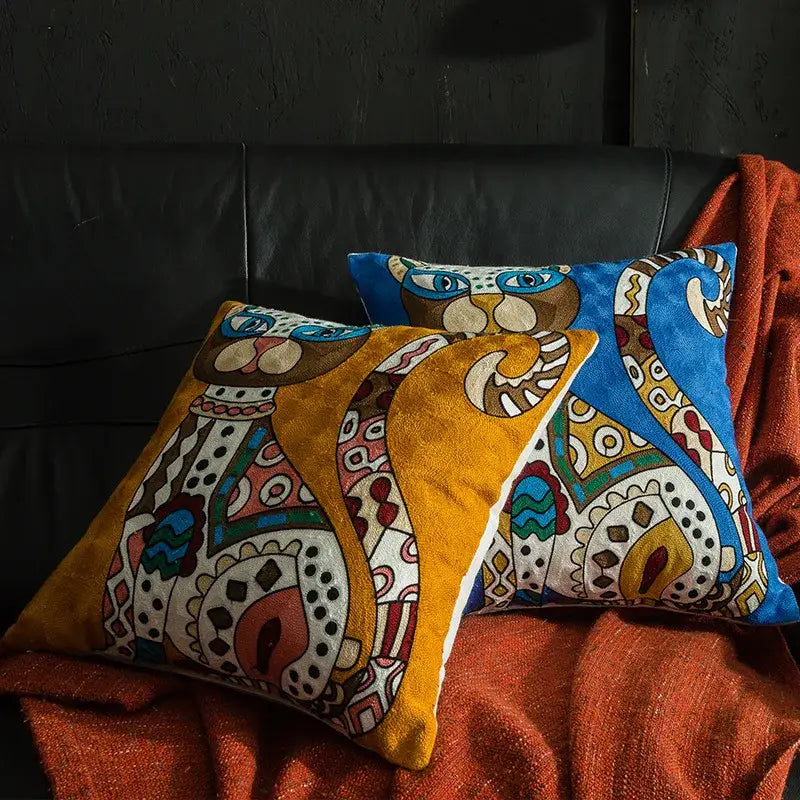 Abstract Cat Cushion Cover