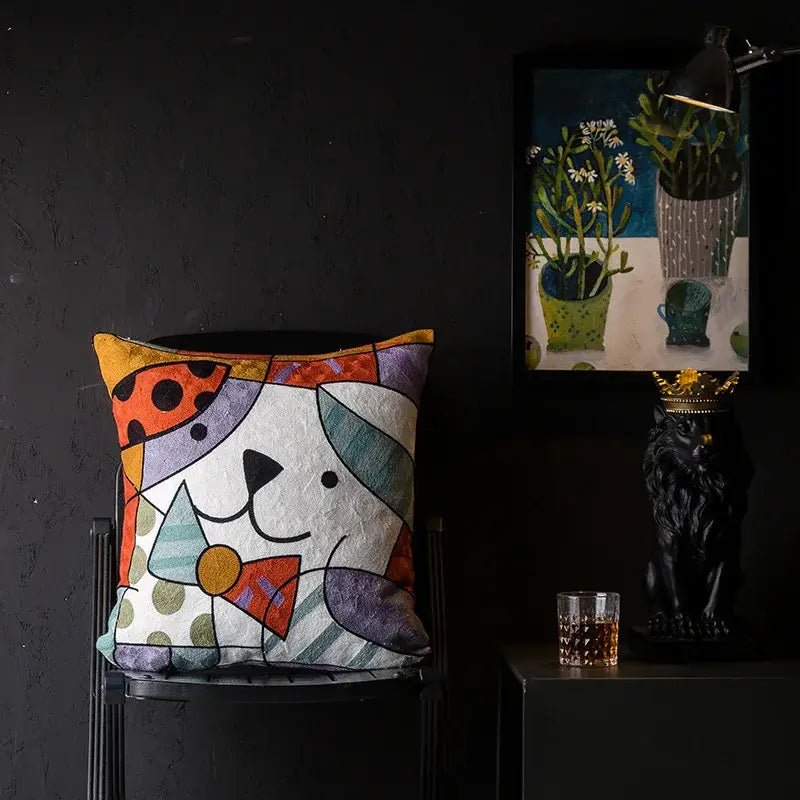 Abstract Cat Cushion Cover