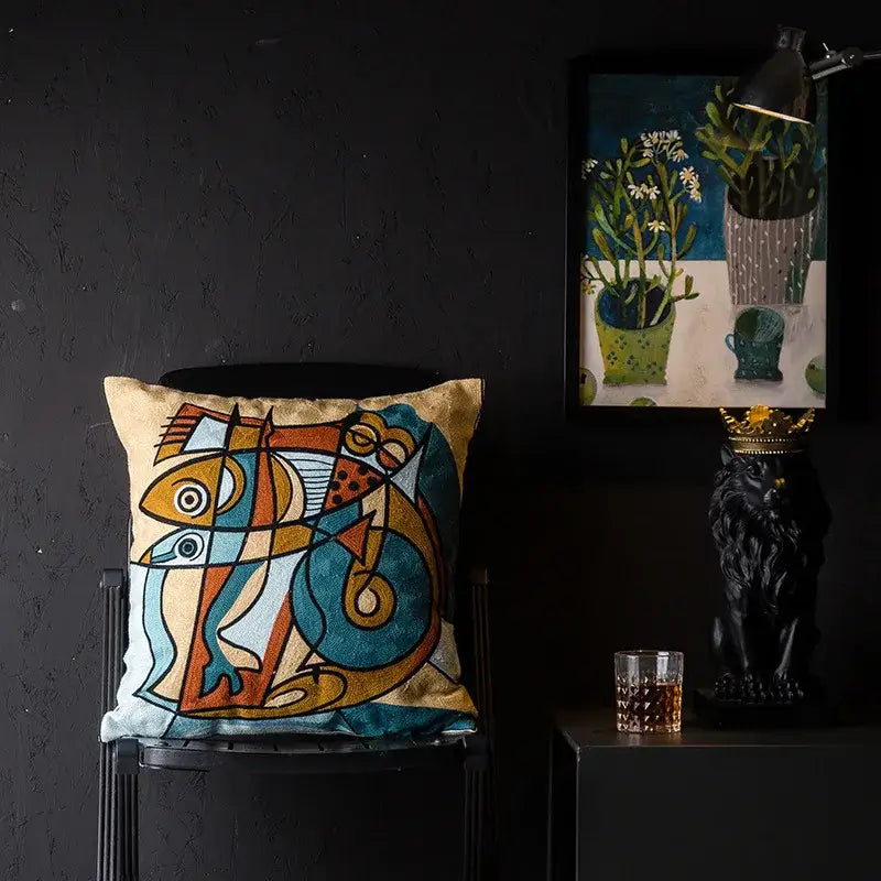 Abstract Cat Cushion Cover