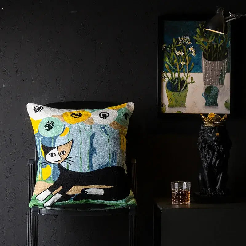 Abstract Cat Cushion Cover