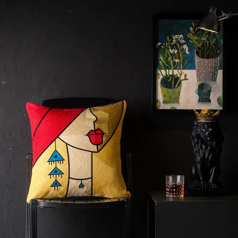 Abstract Cat Cushion Cover