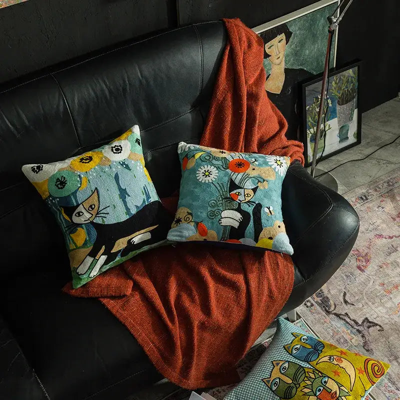 Abstract Cat Cushion Cover