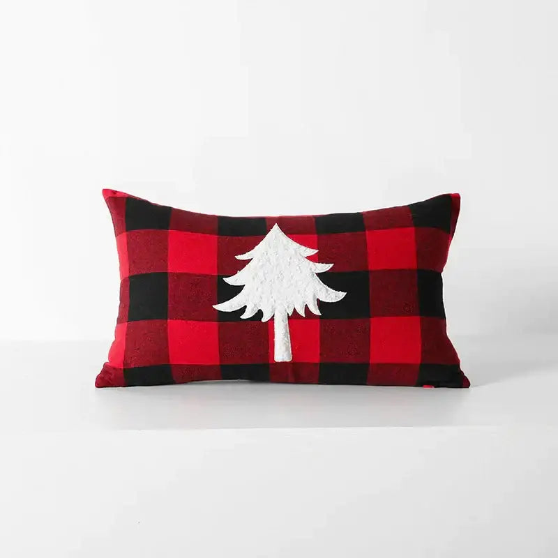 Red Plaid Cushion Cover Velvet 45cm