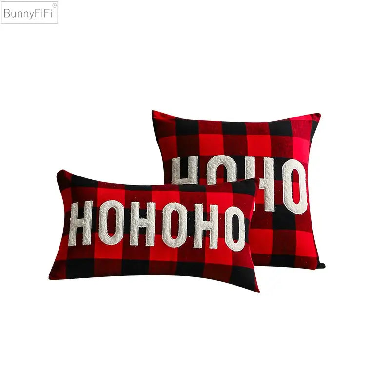 Red Plaid Cushion Cover Velvet 45cm