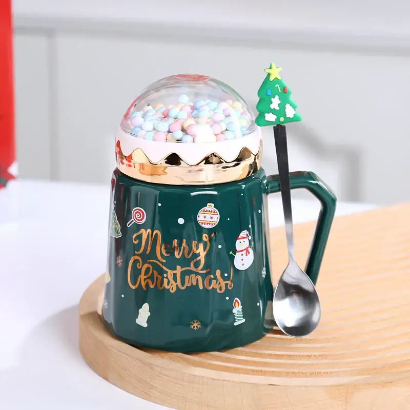 Green Ceramic Christmas Mug