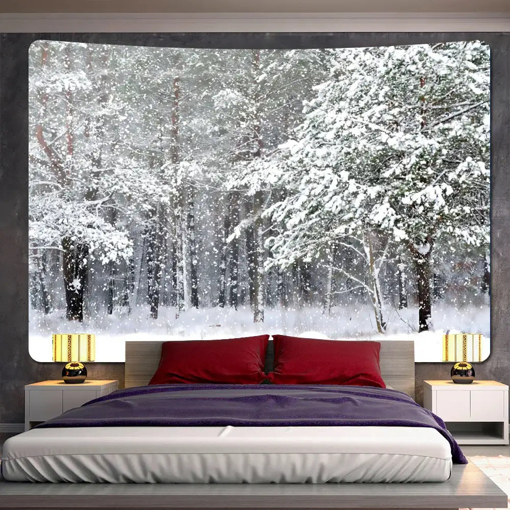 Snow Forest Wall Tapestry 300cm Polyester